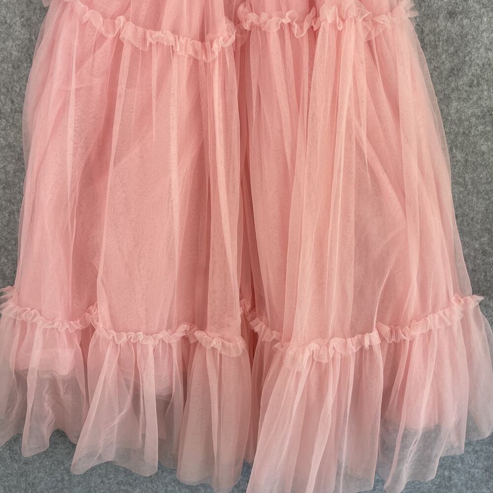 Forever 21 Tulle Ruffled Bustier Dress Womens Small Pink Fairy Whimsy Delicate - Picture 12 of 16